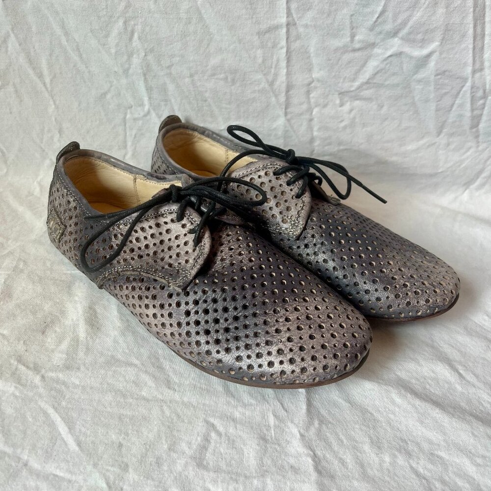 BedStu Mambo Distressed Gray Leather Oxfords Women's Size 7.5